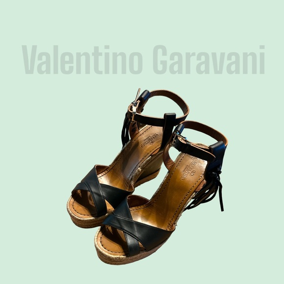 Valentino leather Fringe Wedge Espadrilles - Picture 3 of 7